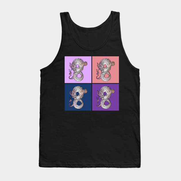 Vaporwave Japanese Retro Dragon Traditional Pop Art 471 Tank Top by dvongart